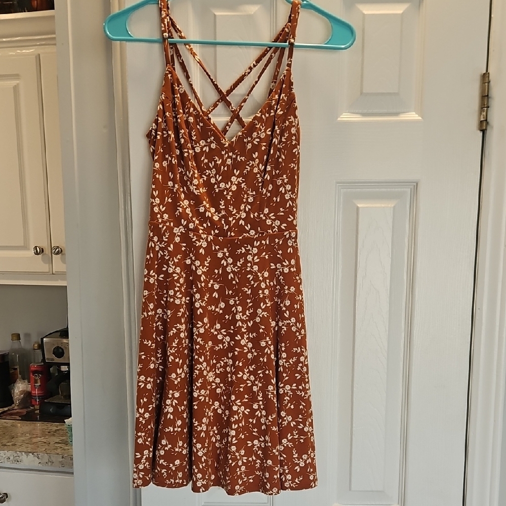 Orange Sleeveless Mini Sundress with Spaghetti Straps